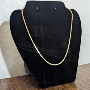 Vintage 14K Gold Overlay Flat Snake Cobra Herringbone Chain 18" Necklace